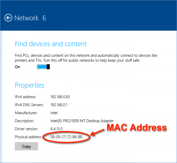 mac address for windows vista